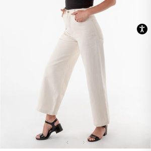 Los Angeles Apparel Cream Wide Leg Jeans